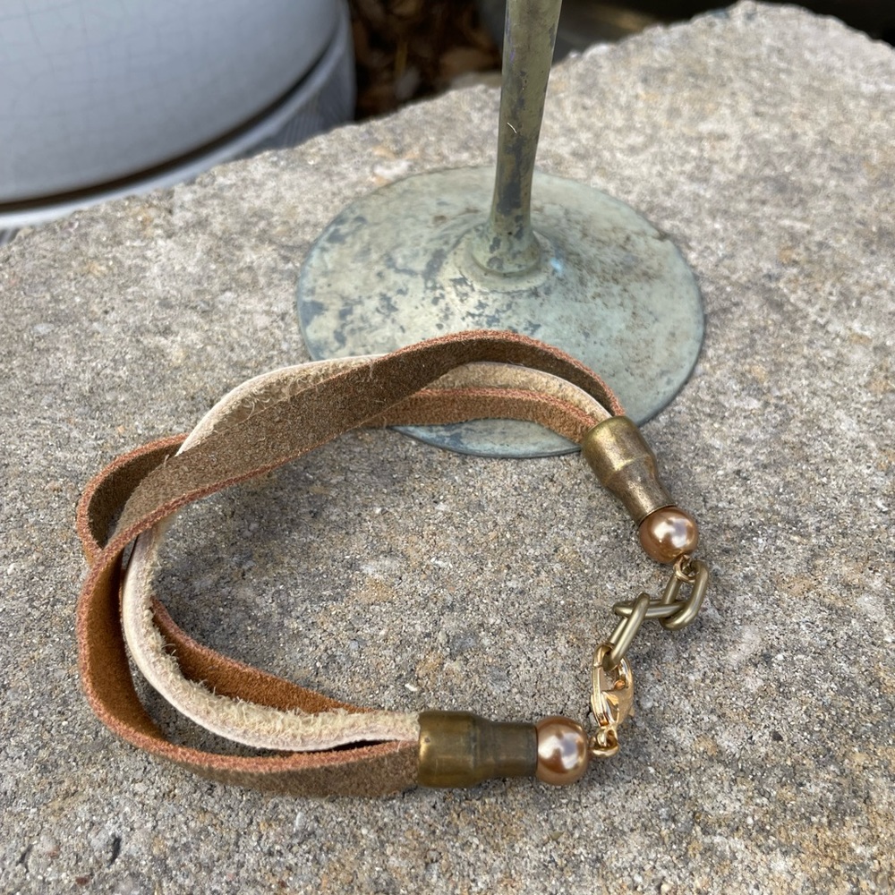 Leather and ammo wrap bracelet